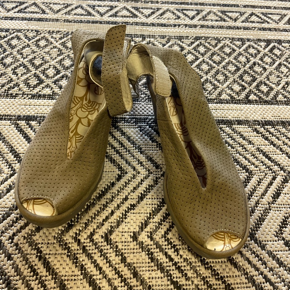 Fly London peep toe wedge